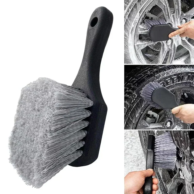 Car Wheel Cleaning Brush Detail Brush Short Handle Tire Rim Washing Brush Vehicles Cleaning Maintain Tools Auto Accessories