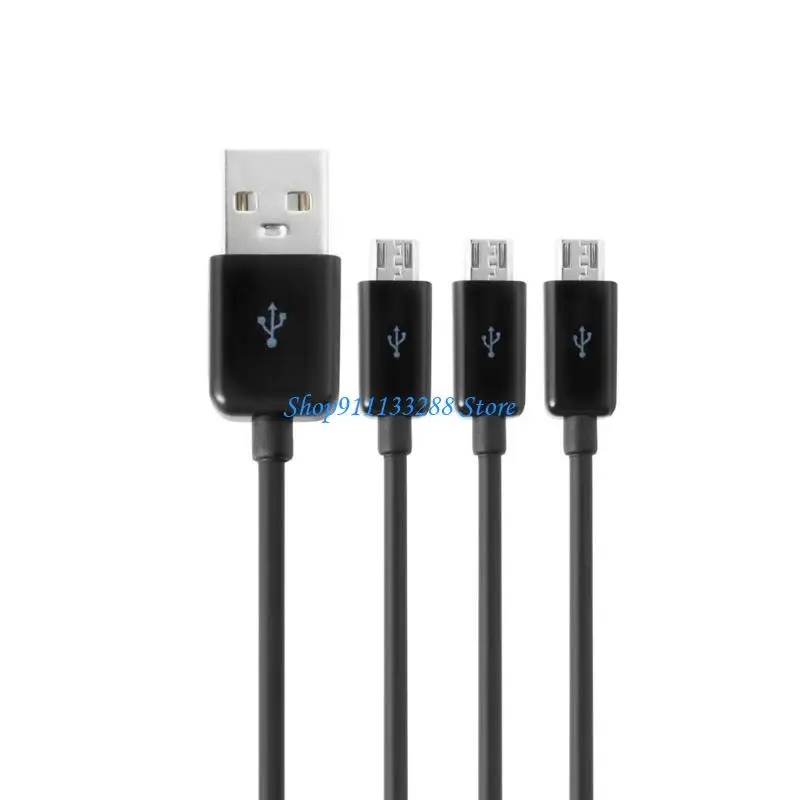G88D Lightweight 3 in 1 Charging Cable 1m Multiple Cord USB to Micro USB Splitter Cord Simultaneous Charging Cable