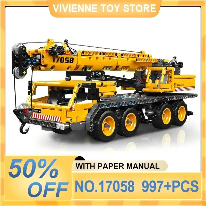 Mould King 17058 Technical Mechanical Mobile Crane Truck Car Building Blocks Brick Enginerring Assembly Toy Kids Christmas Gifts