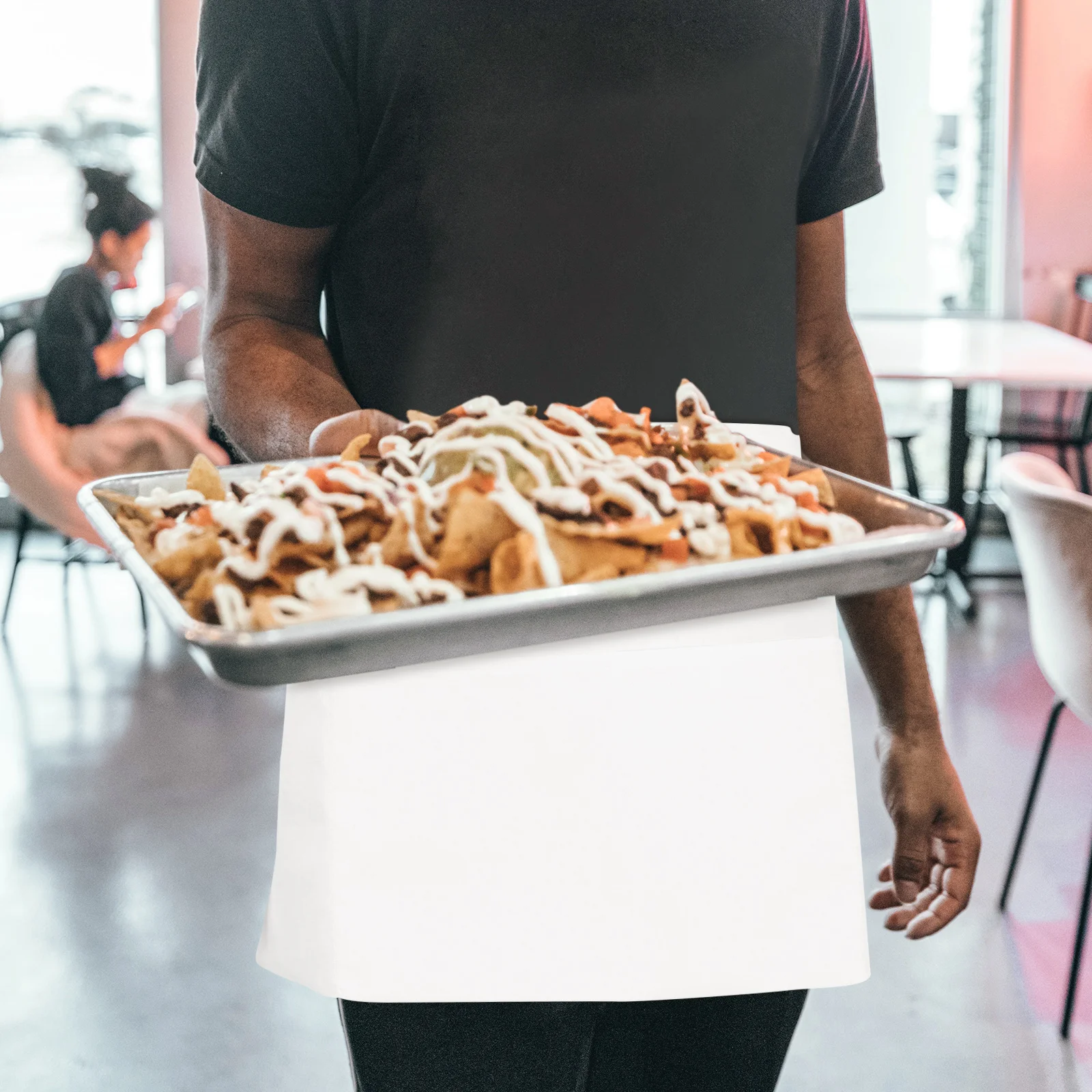 Mezza grembiule impermeabile a 3 tasche per cameriere cameriera server cucina bistrot ristorante personale abbigliamento da lavoro cucina pulizia barista