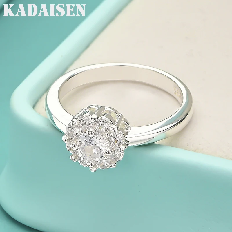 

Серебро 925 пробы с цветком из циркона 7-10 # Кольцо для женщин, модное украшение для свадьбы и вечеринок