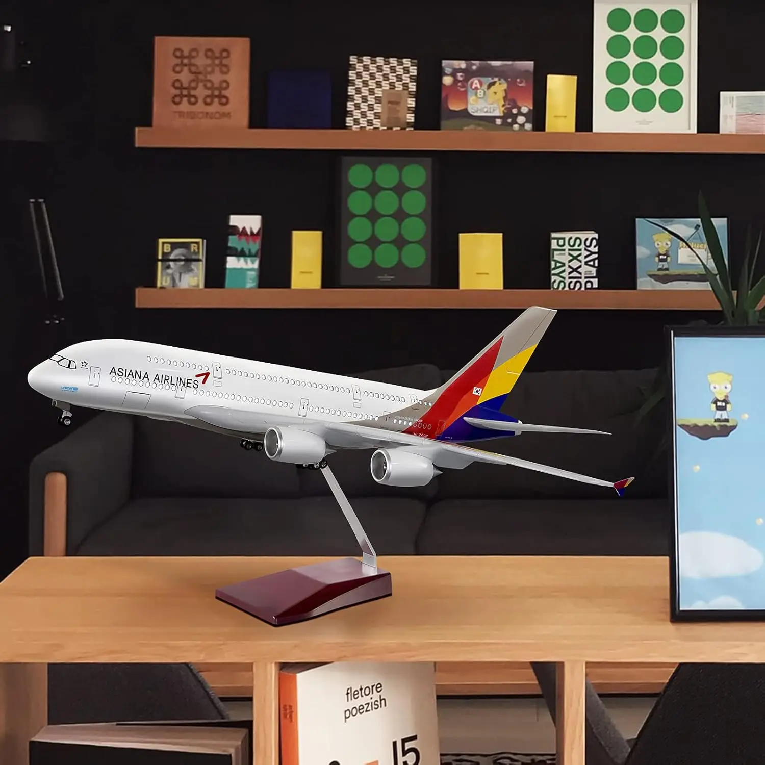 نماذج طائرة بمقياس 1:160 الخطوط الجوية الآسيوية ايرباص 380 طائرات نموذج أطقم عرض طائرات دييكاست مع ضوء LED للزينة