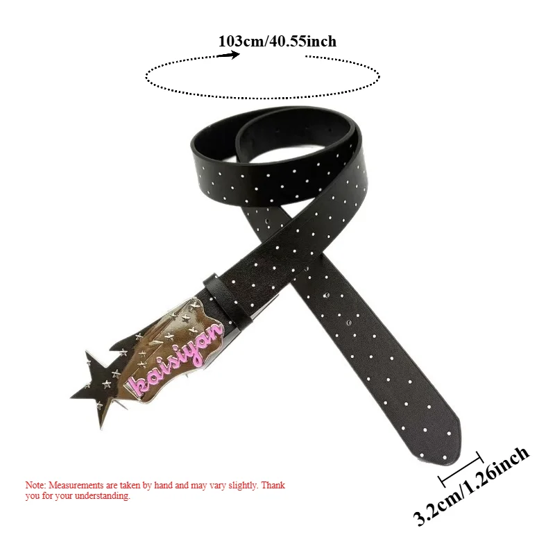New Arrival Fashionable Polka-Dot and Star-Patterned Women’s Leather Belt – Trendy Instagram-Inspired Versatile Belt