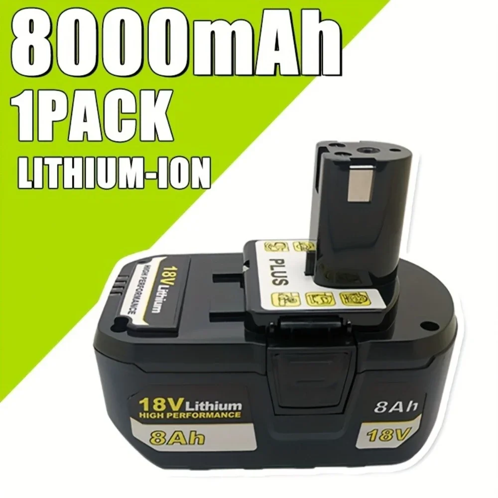 Batterie de remplacement au lithium-ion 18V 8.0Ah pour Ryobi ONE+ P102, P103, P104, P105, P107, P108, P109, P122, P190, énergie portable