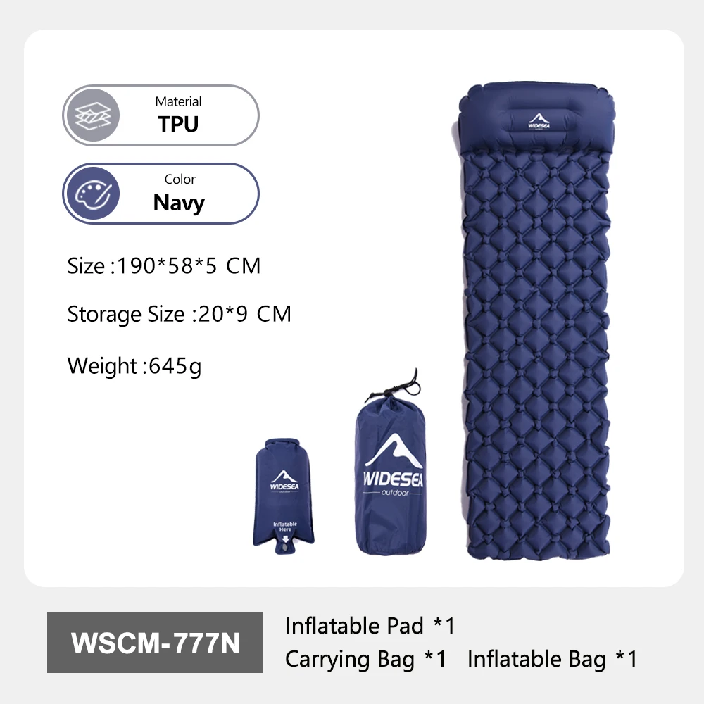 Widesea Camping-Schlafmatte, aufblasbare Luftmatratzen, Outdoor-Matte, Möbel, Bett, ultraleichtes Kissen, Kissen, Wandern, Trekking