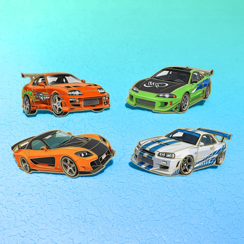 Cool Cartoon Race Car Pins 4-design Speedy Enamel Sports Car Brooch For Clothes Backpack Metal Pin Lapel Badge Gifts