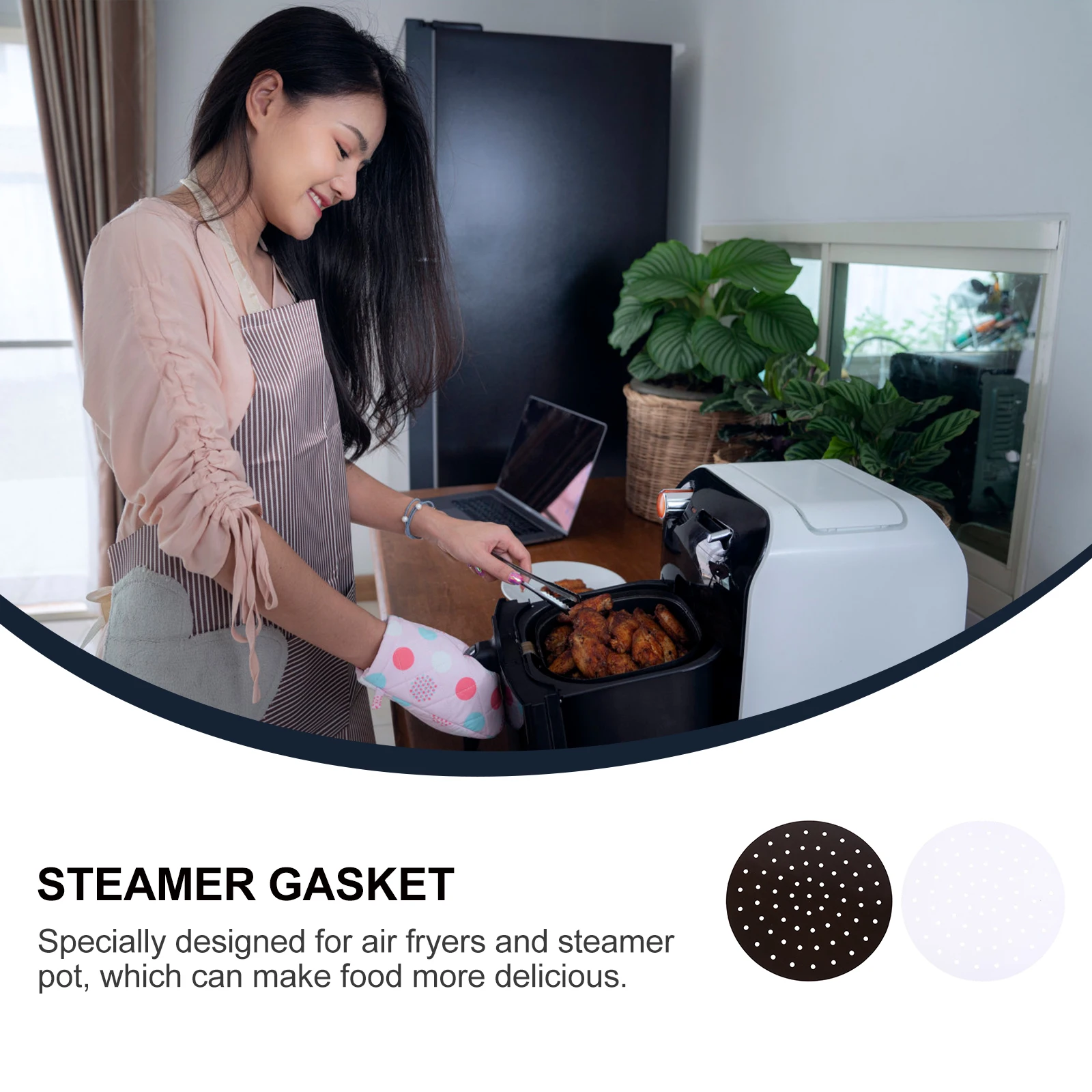 

2pcs Silicone Air Fryer Liner Non-Stick Perforated Baking Mat High Temp Resistance Reusable Kitchen Gadget for Airfryer Easy