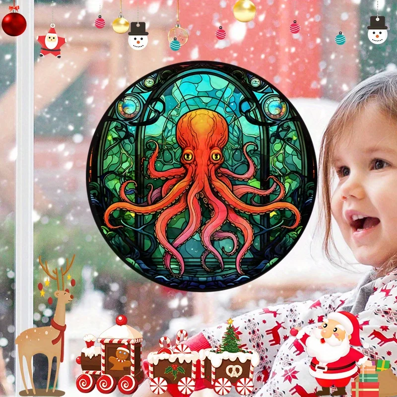 Octopus Pattern Window Glass Electrostatic Stickers Static Cling Glass Sticker Decorative Car RV Home Decoration Sticker#28 - Image 4