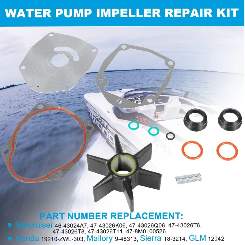 47-8M0100526 Water Pump Impeller Repair Kit for Mercury & Mariner Outboards and MerCruiser Stern Drives, Fits for Sierra 18-3214