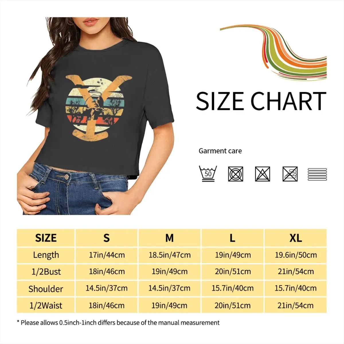 Cowboy Et De Yellowstone Dutton Ranch Tshirt Cartoon Graphic Tees Female Crop Top,Leak navel T-shirt