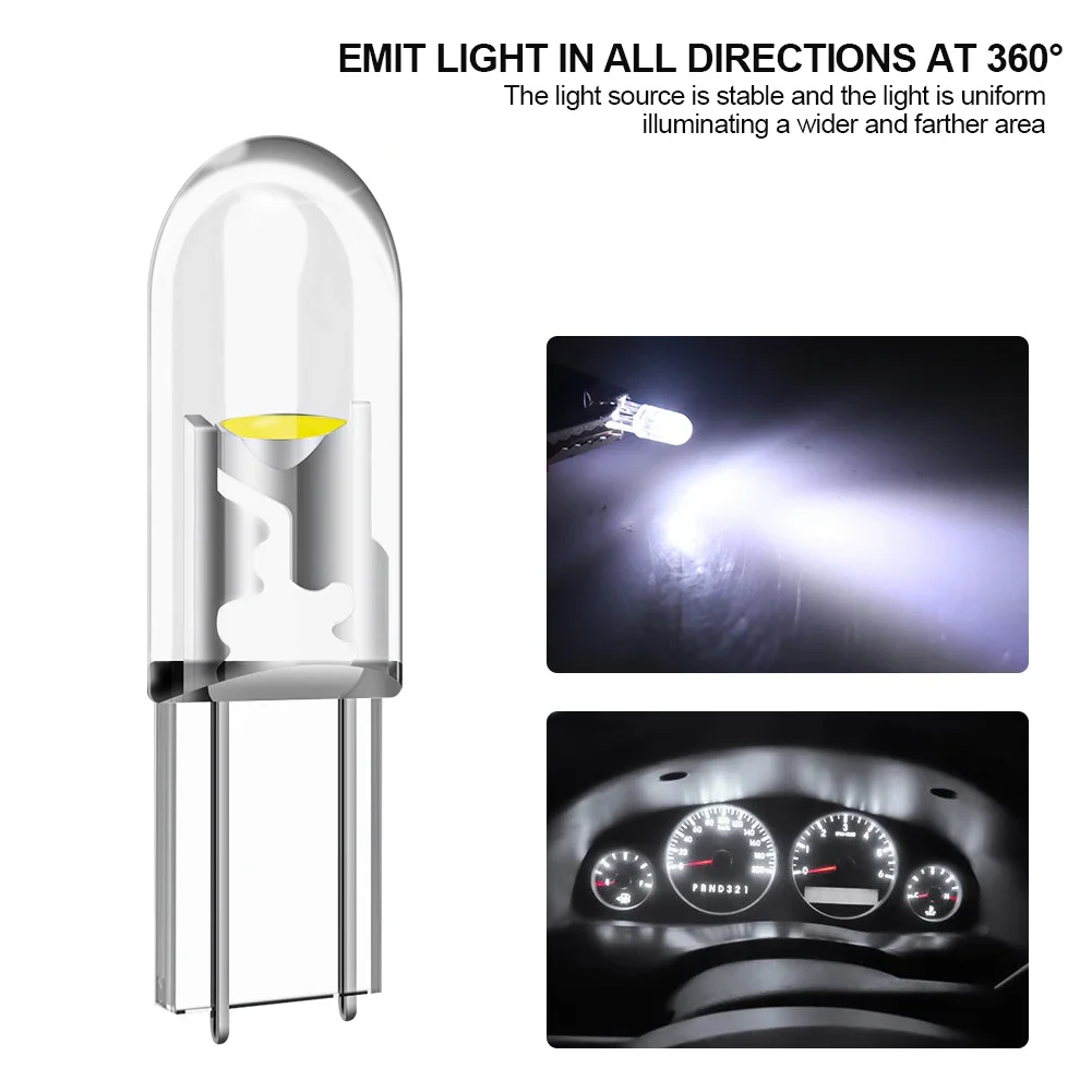 10 Teile/beutel Transparent T5 LED W3W COB Led-lampe Auto Instrument Anzeige Licht Lesen Lampe Auto Innen Dashboard Erwärmung Lampe – Detail 2