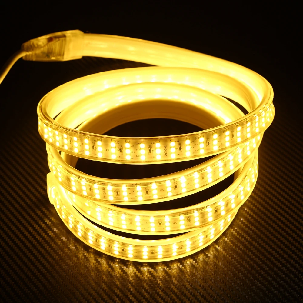 276Leds/m Three Row LED Strip 2835 220V 240V Waterproof LED Tape Rope Light Warm White Home Decoration Lighting New