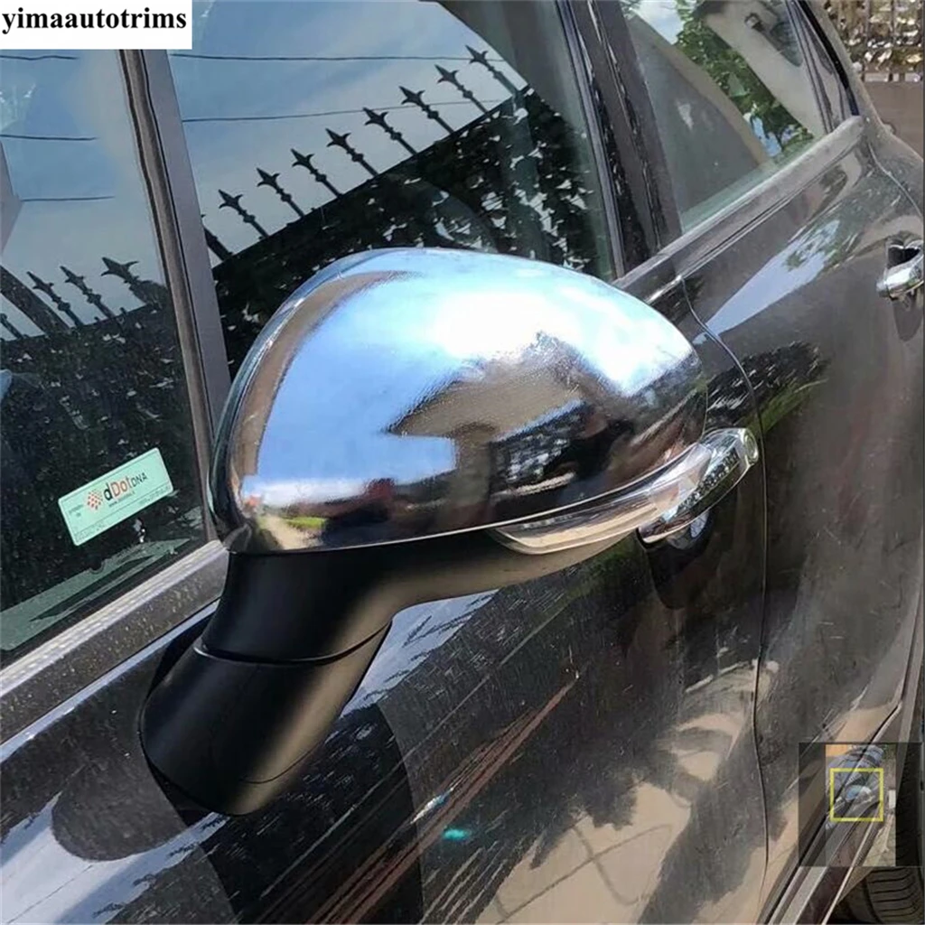 Chrome Door Rearview Mirror Shell / Front Head Fog Light Foglight Lamp Eyebrow Cover Trim Accessories For Fiat 500X 2015 - 2018