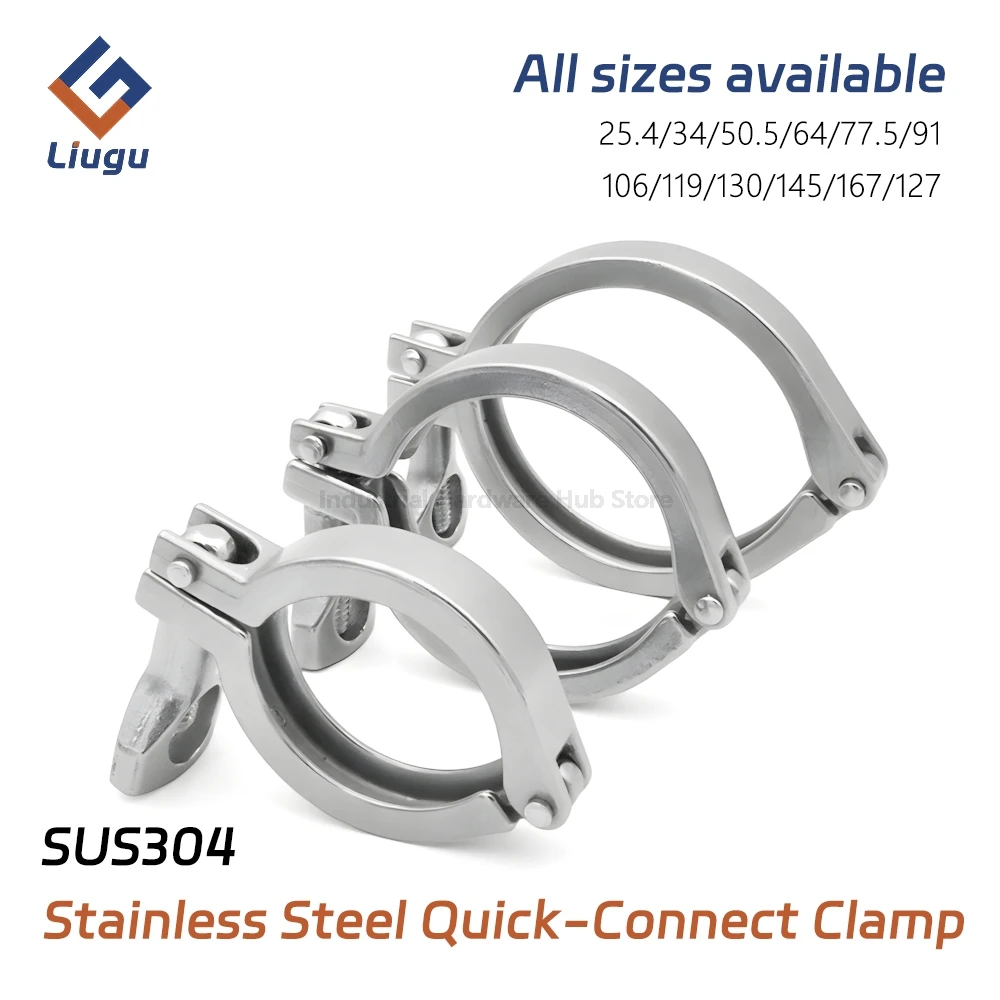 05-1-15-2-25-3-4-254mm-34mm-505mm-64mm-91mm-119mm-304-bracadeira-tripla-sanitaria-de-aco-inoxidavel-encaixe-de-bracadeira-de-tubulacao-de-liberacao-rapida