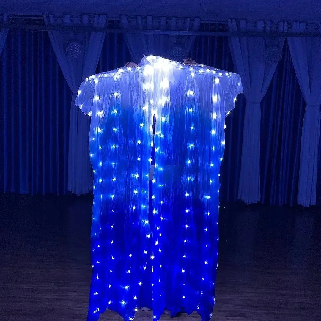 Ventagli pieghevoli arcobaleno con luce a led in seta Danza del ventre Spettacolo teatrale Costume cosplay per feste Spettacoli Bar Nightculb Accessoriec Fan Props