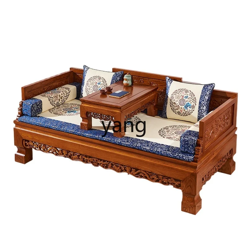 LH  solid wood new Chinese telescopic dual-purpose push-pull bed small apartment living room storage