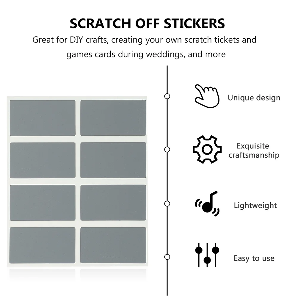 200 قطعة ملصقات بطاقة الصفر لعبة اليانصيب تذكرة خدش أداة قبالة تسميات ملاحظات لاصقة ورقة مستطيلة لتقوم بها بنفسك قشر و