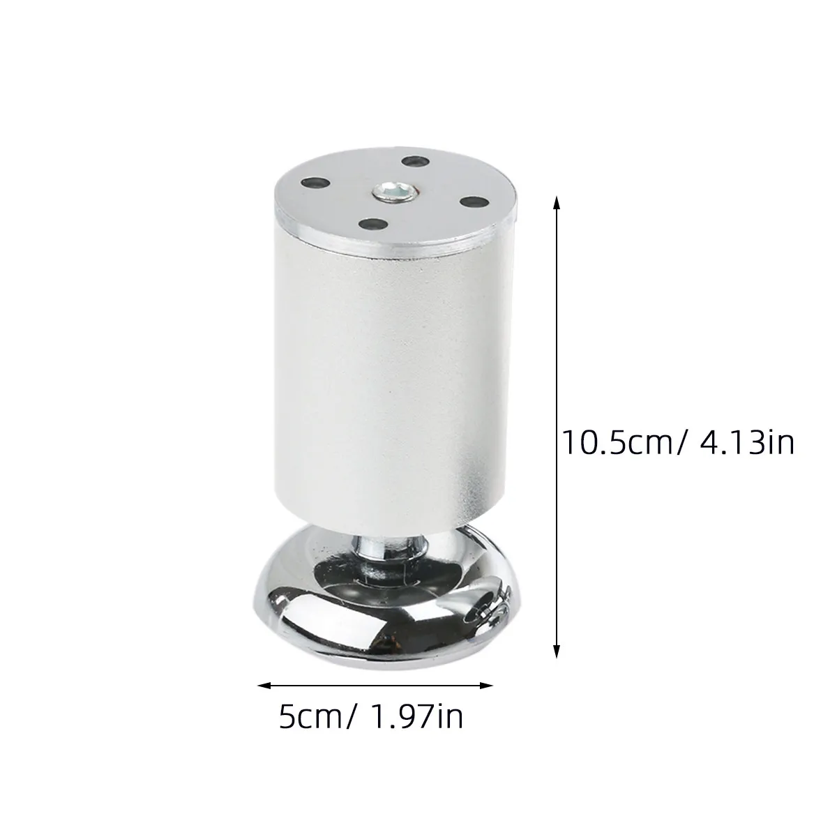 4pcs Stainless Steel Adjustable Furniture Legs Round Cabinet Shelf Supports 10Cm Height 2Inch Diameter Silver Black Durable