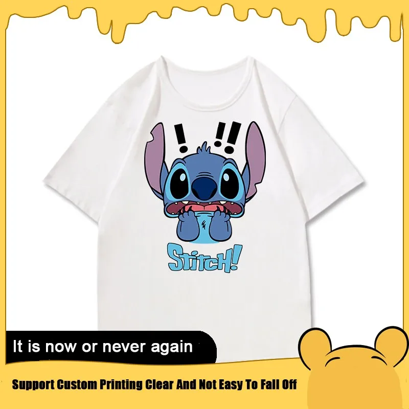 2024 New Stitch Co-named Male Short Sleeve T-shirt Disney Animation Peripheral Stitch Boy Pure Cotton