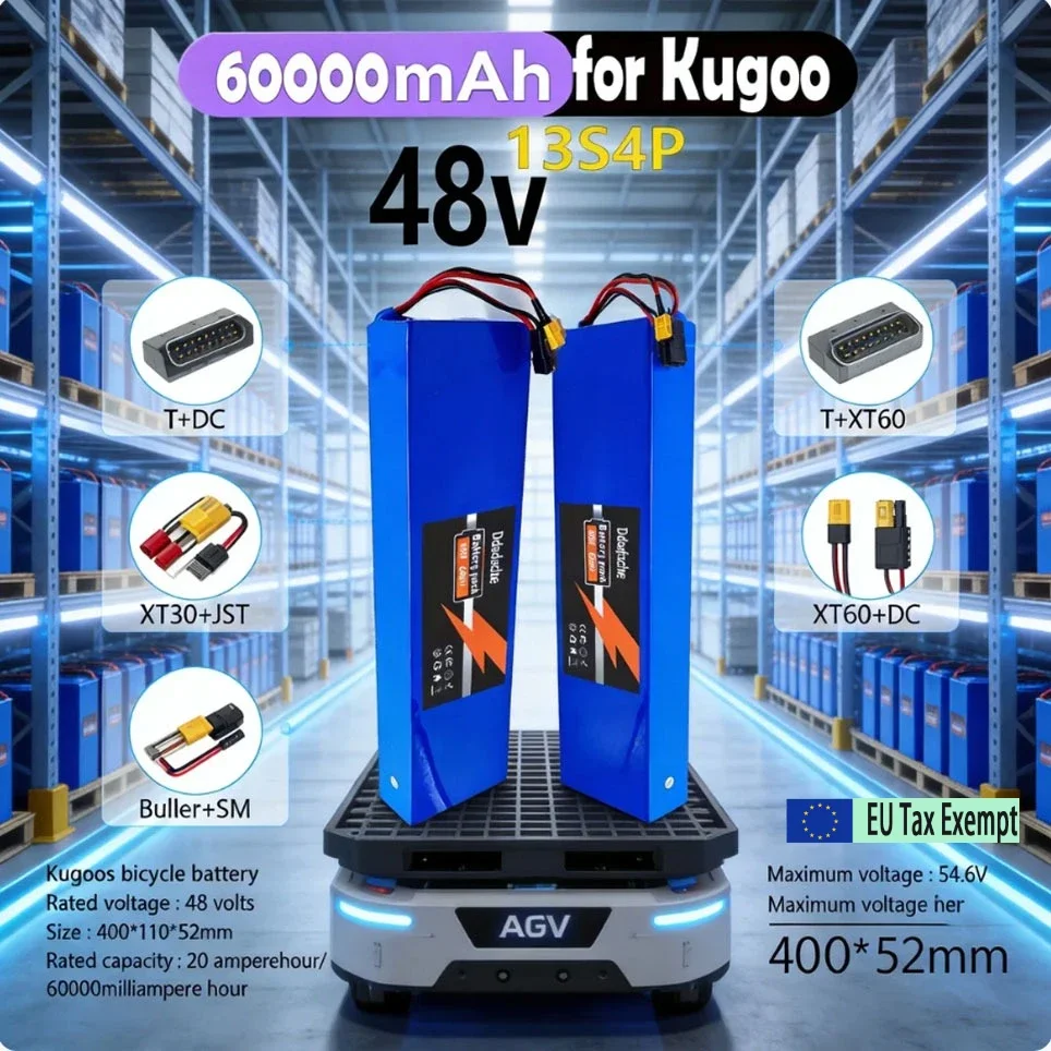 Batteria al litio 13S4P da 48 Volt e 60 Ah, con sistema di gestione della batteria (BMS) integrato a 54,6 V, ad alta potenza, per scooter Citycoco da 1000 W e 2000 W.