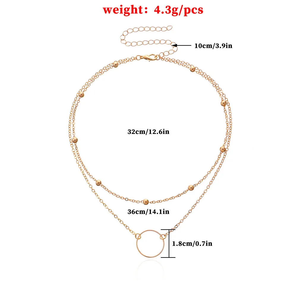 Simple Rings Pendant Necklace Exquisite Fashionable Collarbone Accessories For Birthday Gift