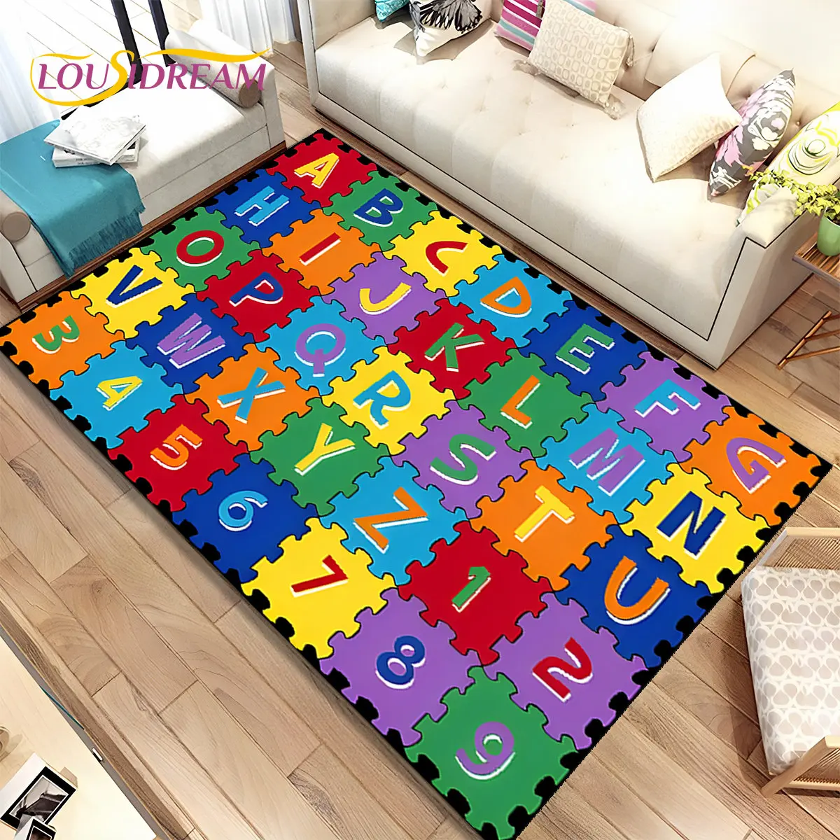 ABC Cartoon Kids Playroom Alphabet Children Crawling Early Education Area Rug,Carpet for Living Room Bedroom Sofa,Non-slip Mat