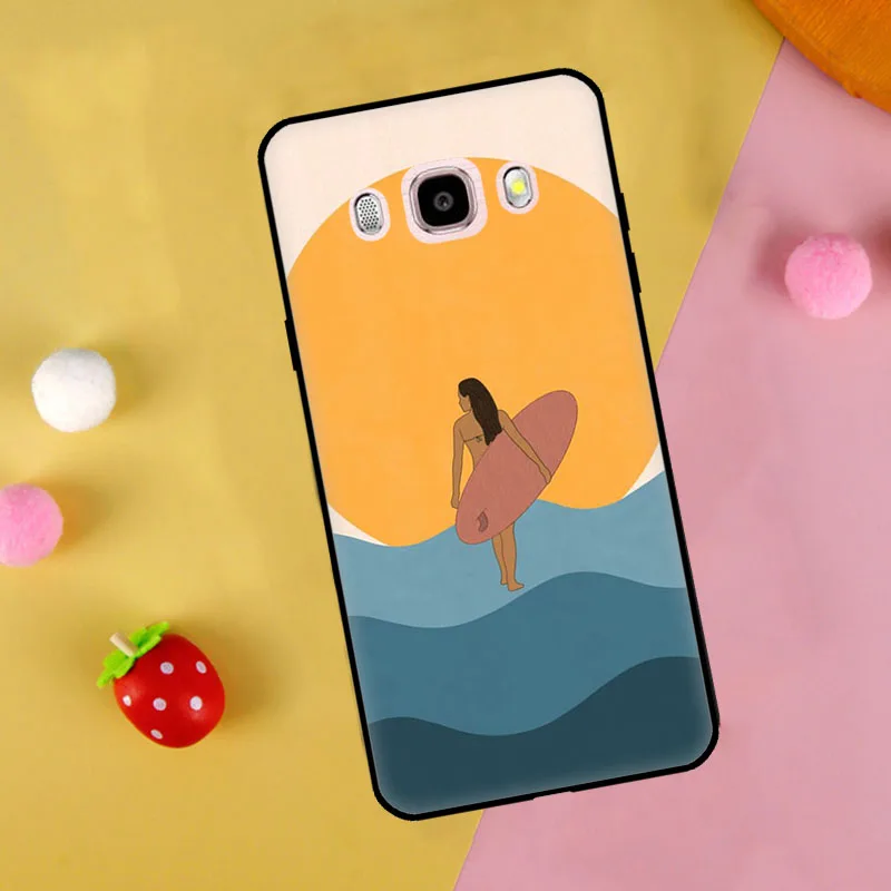 surfboard surfing art surf Girl Case For Samsung J1 J3 J5 J7 2016 A3 A5 2017 A7 A9 A6 A8 J4 J6 Plus J8 2018 Phone Cover