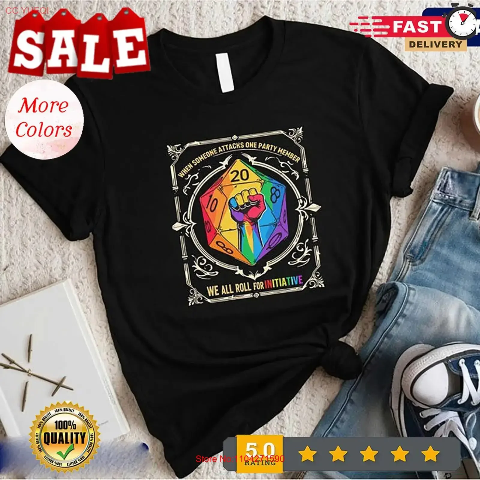 When Someone Attacks One Party Member We All Roll for Initiative T Shirt LGB vintage Washed Casual Soft Comfortable homme
