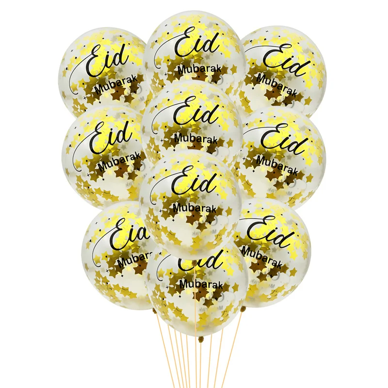 

Gold Eid Mubarak Star Confetti Balloons Ramadan Kareem Islamic Muslim Party Decor Umrah Mubarak Eid al-fitr Home Party Supplies