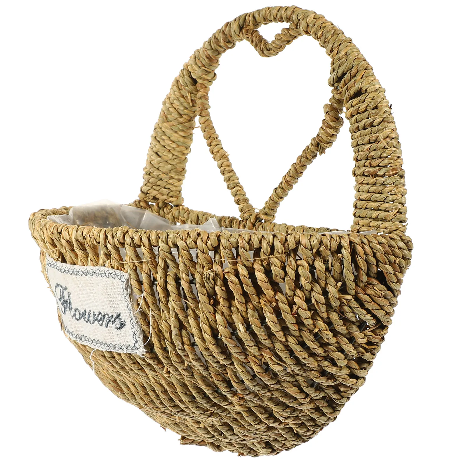 

Heart Shaped Straw Woven Basket Wall Hanging Plant Pot Decor Large Size Iron Material Flower Vase Greenery
