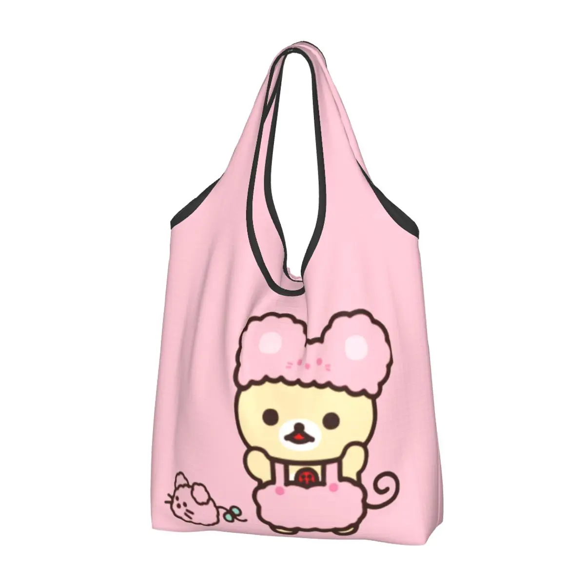 Rilakkuma Korilakkuma Shopping Bag Foldable Grocery Tote Bags Large Capacity Recycling Bags Washable Handbag