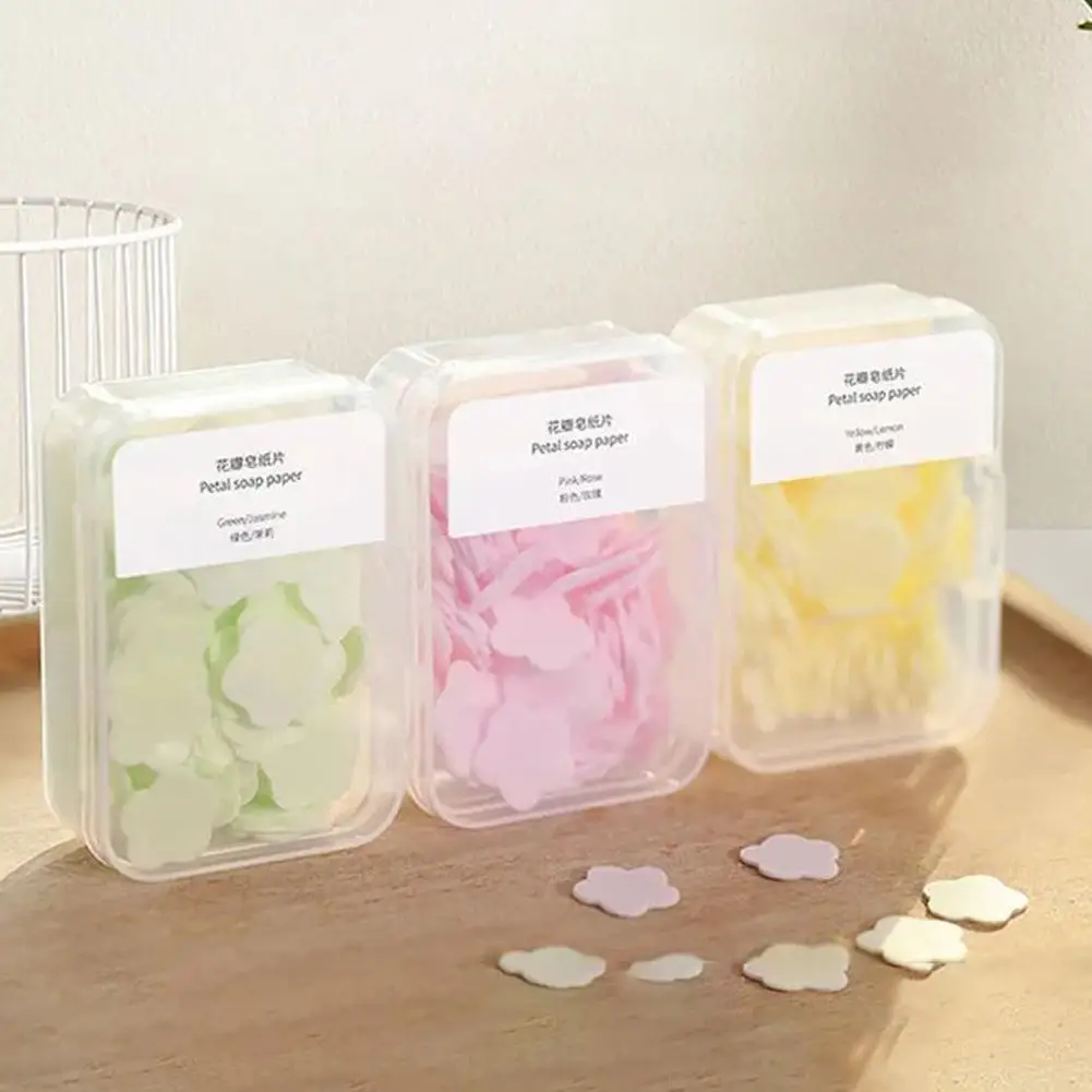 4 Scent Mini Fresh Portable Disposable Petal Hand Wash Sheets, Dissolvable Hand Bath Soap for Kids Adults Outdoor Travel Camping
