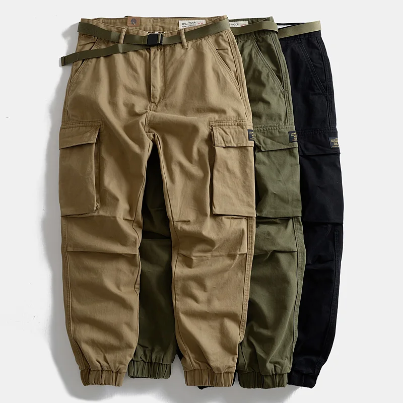

Мужские брюки-карго Thiened Outdoor, хаки, рабочая одежда с несколькими карманами, повседневные длинные брюки, модные брюки из полиэфирного волокна с манжетами, Busin C...