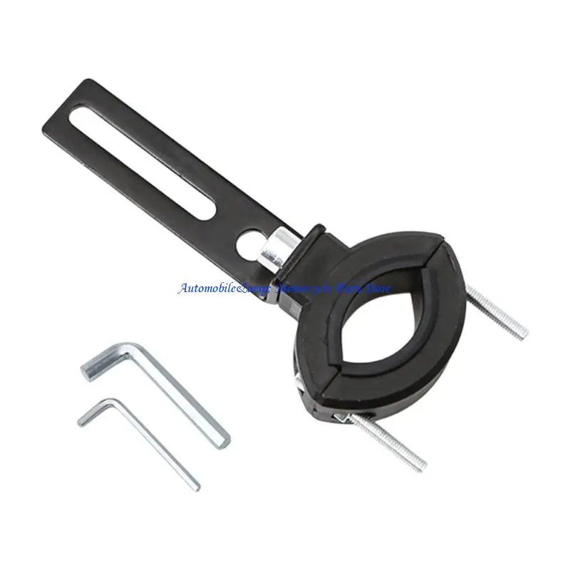 H7BD Round Tube Light Mount Bracket for Motorcycles, Rubber Lined Clamp and Adjustable Slotted Arm for 20-38 mm Bars Auxiliary