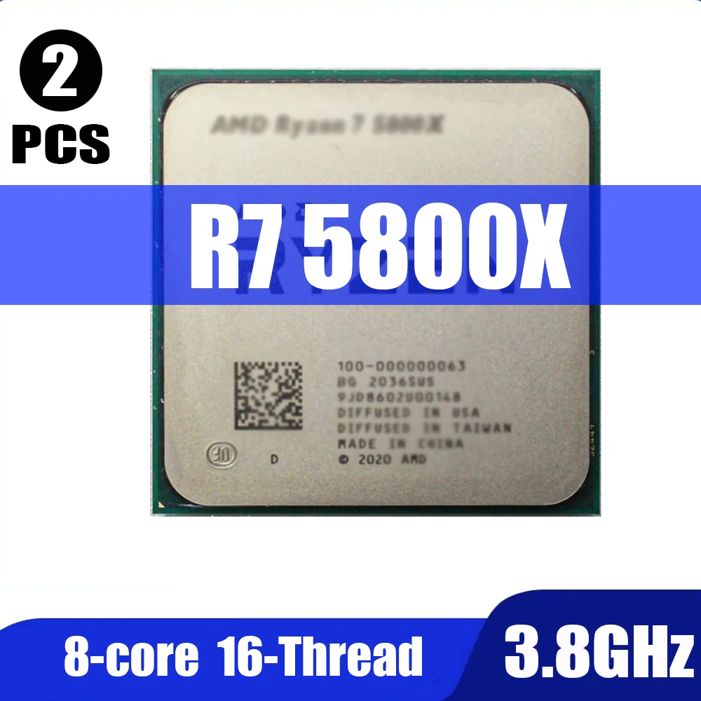 2PCS Openbox R 7 5800X R7 5800X 3.8 GHz Eight-Core 16-Thread CPU Processor 7NM L3=32M 100-000000063 Socket AM4