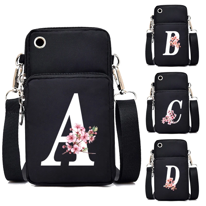 Crossbody Bags for Women Floral 26 Alphabet Multifunction Casual Mini Mobile Phone Bag Vintage Letters Teen Purse Shoulder Bag