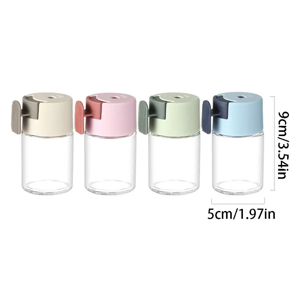 4Pcs Press Type Measuring Seasoning Bottle Transparent 0.5g Quantitative Salt Glass Bottle Food Grade Adjustable