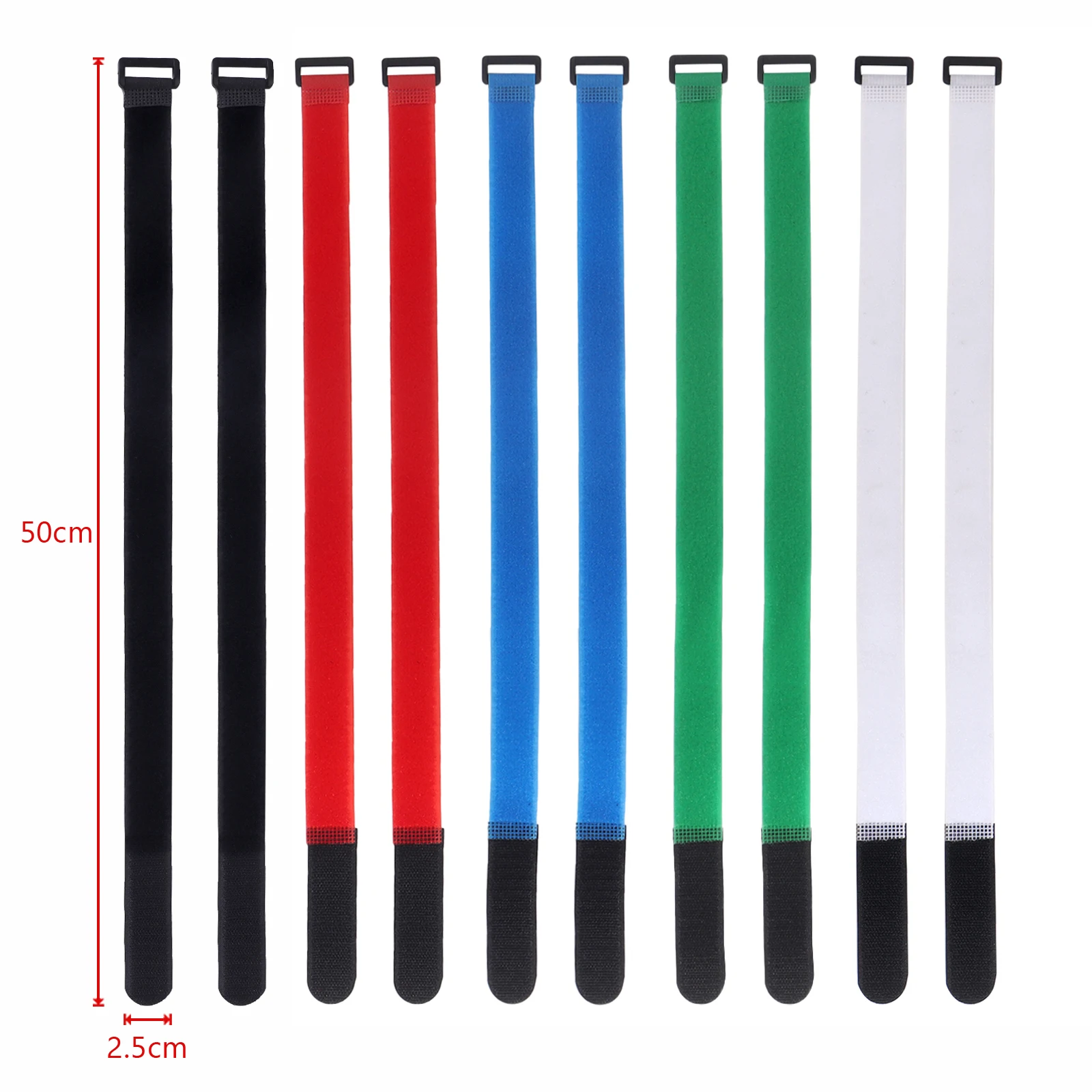 10 PCS 2.5*50cm Reusable Fastening Bike Tie Nylon Hook Loop Durable Multil Purpose Self-Adhesive High Quality Strap Cable Ties