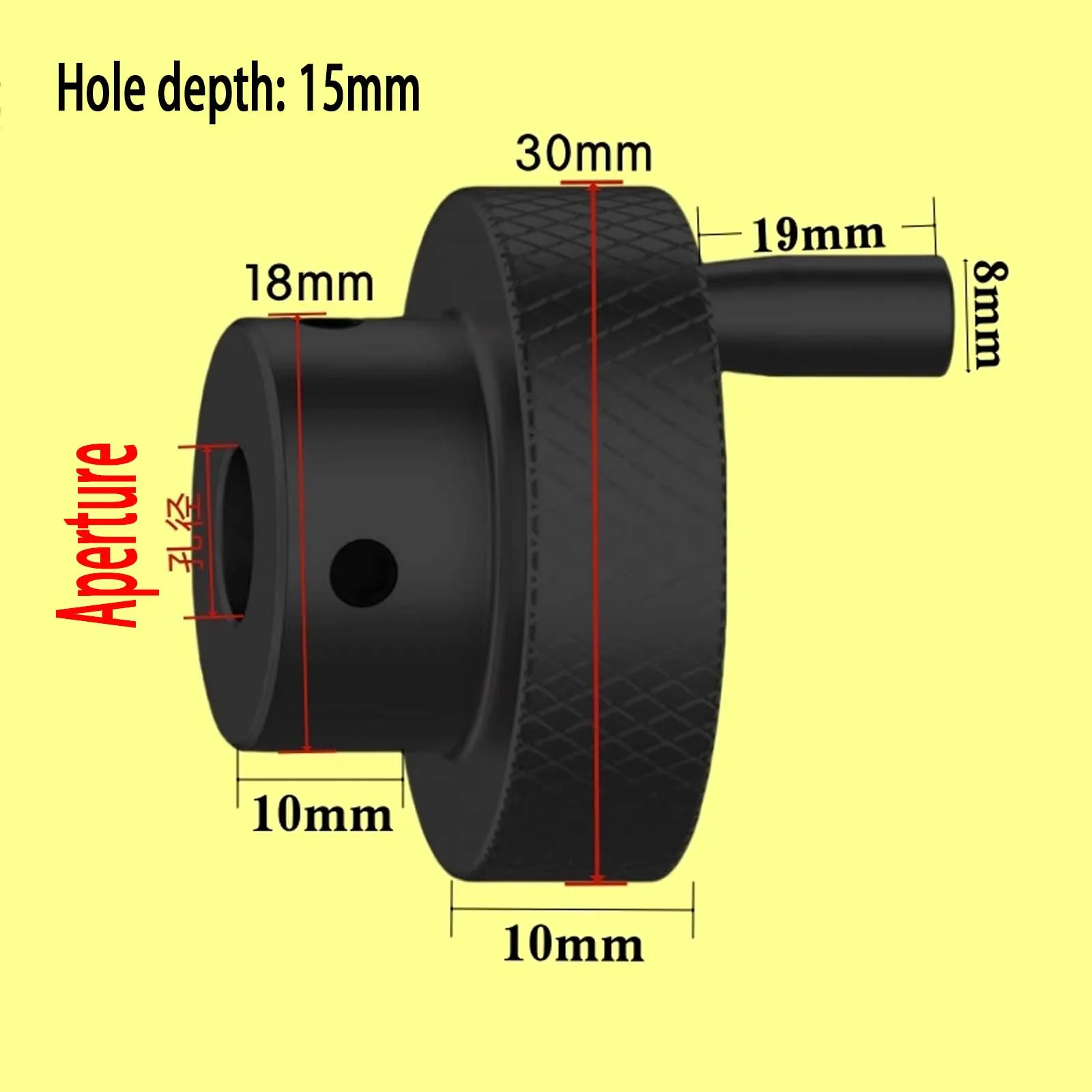 วงล้อมืออลูมิเนียมอัลลอยด์ φ30 มม. พร้อมข้อเหวี่ยง ลูกบิดลายนูนสกรูด้านบนเครื่องเลื่อนวงล้อมือแบบเคลื่อนย้ายได้