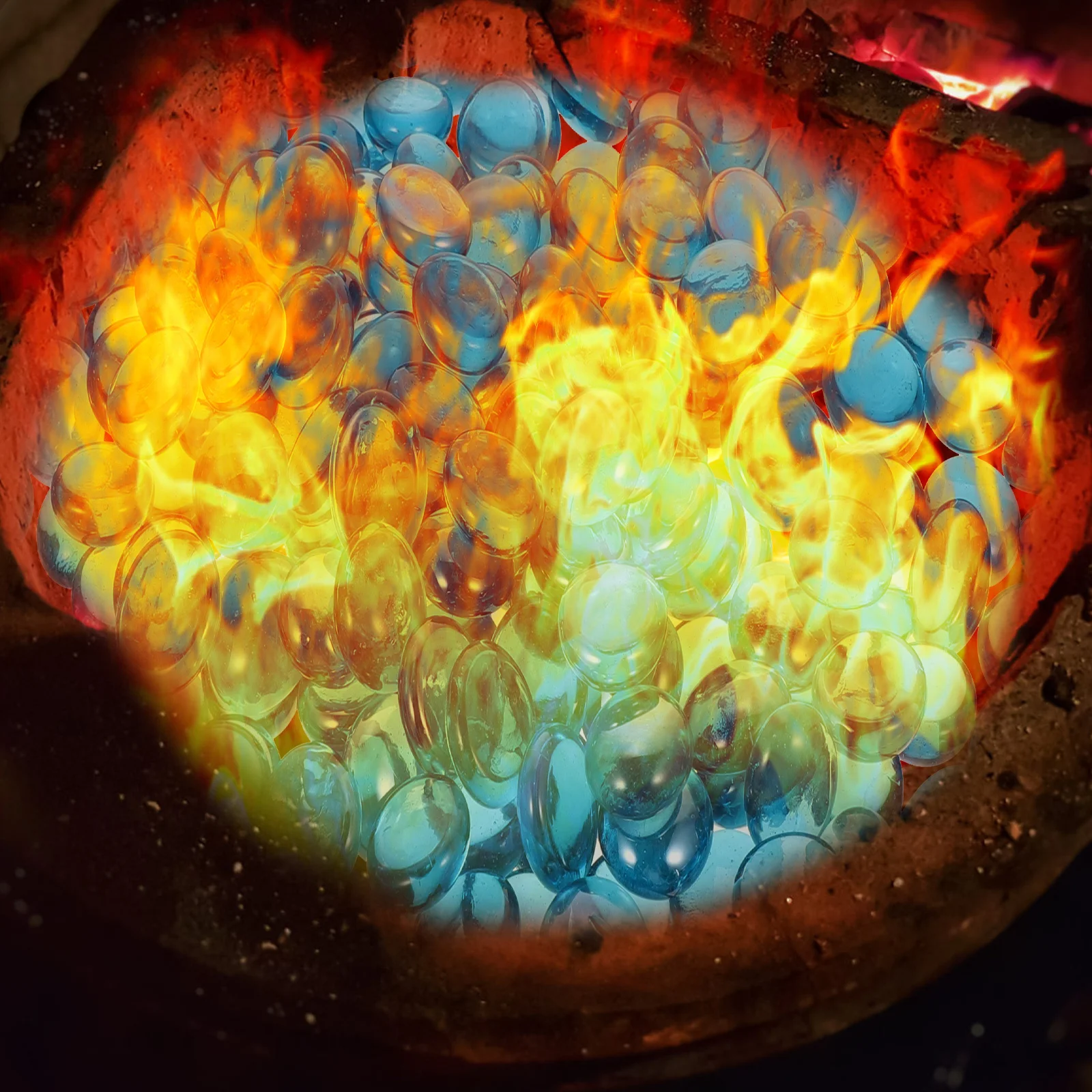 1 Bag Of Fireproof Glass Beads 500G Multi-Functional Gravel For Aquarium Fish Tank Landscape Fireplace Fire Pit Diy Craft