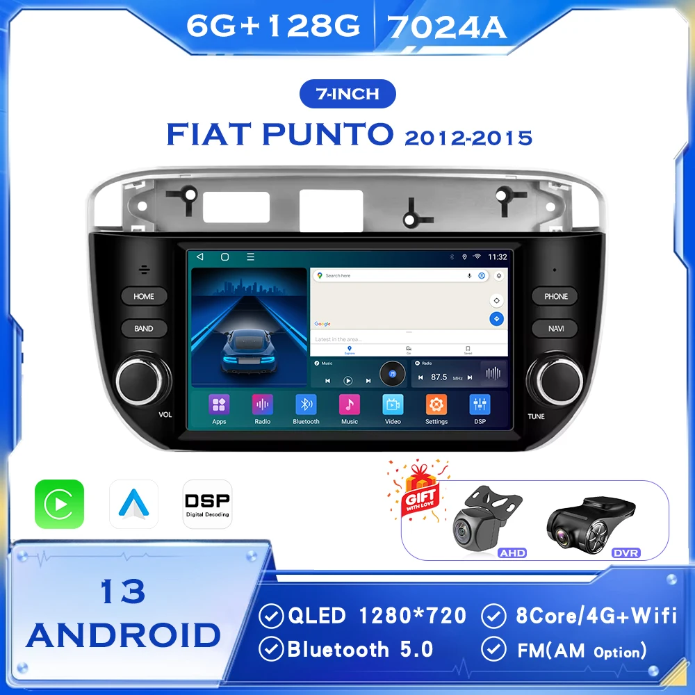 

BINGFAN 7" for Fiat Linea Punto 2012-2019 Wireless Carplay Android Auto Car Radio GPS Autoradio WIFI Touch Screen