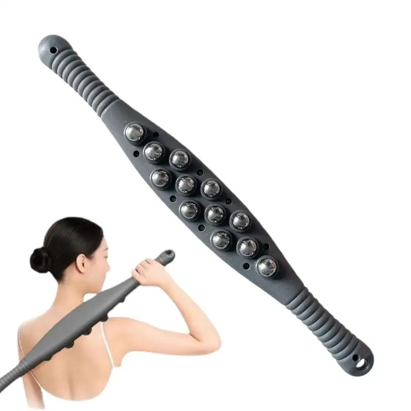 Roller Massager Stick Steel Ball Massage Roller Comfortable Hold Massage Tool For Back Calves Thigh Abdomen Shoulder