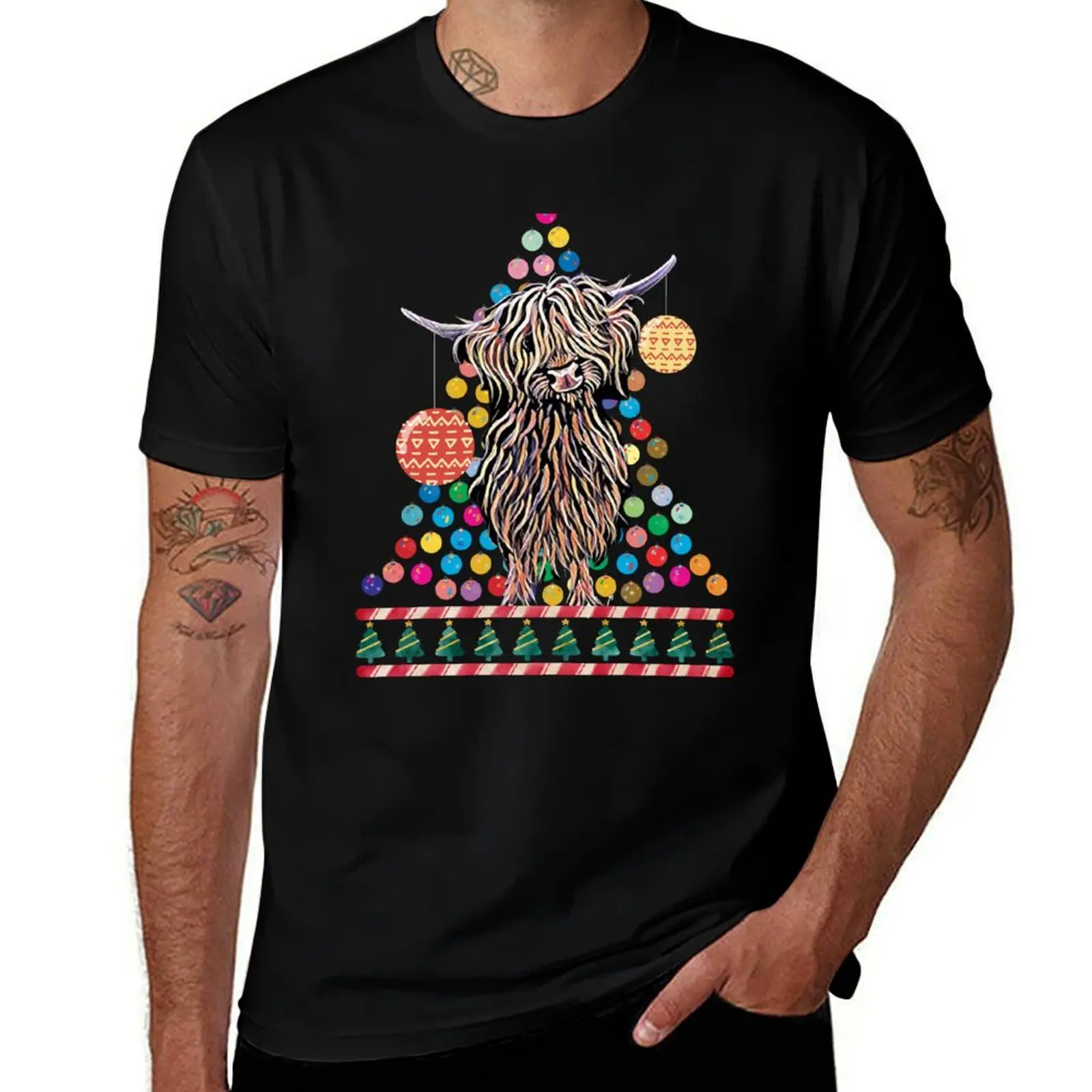 

christmas highland cow T-Shirt vintage t shirts plus size clothes plus sizes anime shirts men