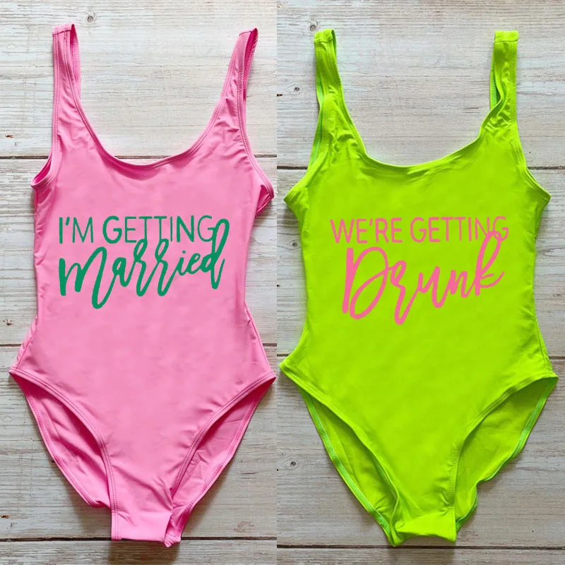 

Bulk S-3XL I'm getting Married One-Piece Swimsuit Woman Swimwear Bride Bathing Suit Squad 2023 Bachelorette Party Beachwear