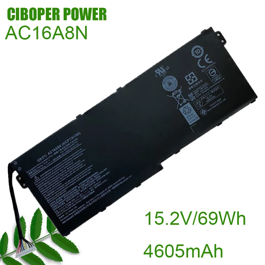 CP Laptop Battery AC16A8N 15.2V/69Wh/4605mAh For Aspire V17 V15 Nitro VN7-593G VN7-793G VN7-793G-73YP 78E3 VN7-793 717L