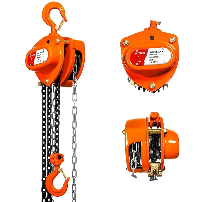 

Chain Hoist Capacity Manual Hand Lift Steel Chain Block Hoist with 2 Heavy Duty Hooks Industrial Grade Steel Structures