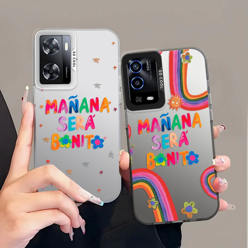 Karol G Manana Sera Bonito Cartoon For OPPO Realme C21 C15 9i C55 C53 C35 C33 C31 C21Y 11Pro 5G Fashion Colorful Silver