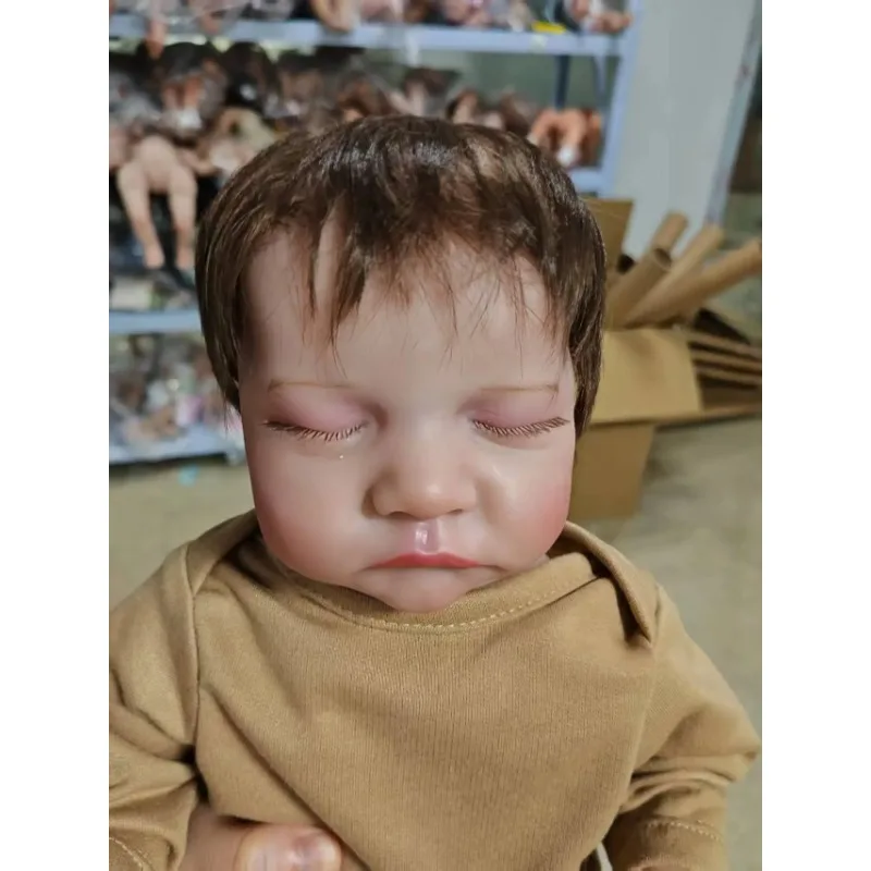 Lalka Reborn Levi 48 cm, materiałowy/silikonowy korpus, wysokiej jakości ręcznie malowana, wielowarstwowa lalka, zabawka, prezent urodzinowy