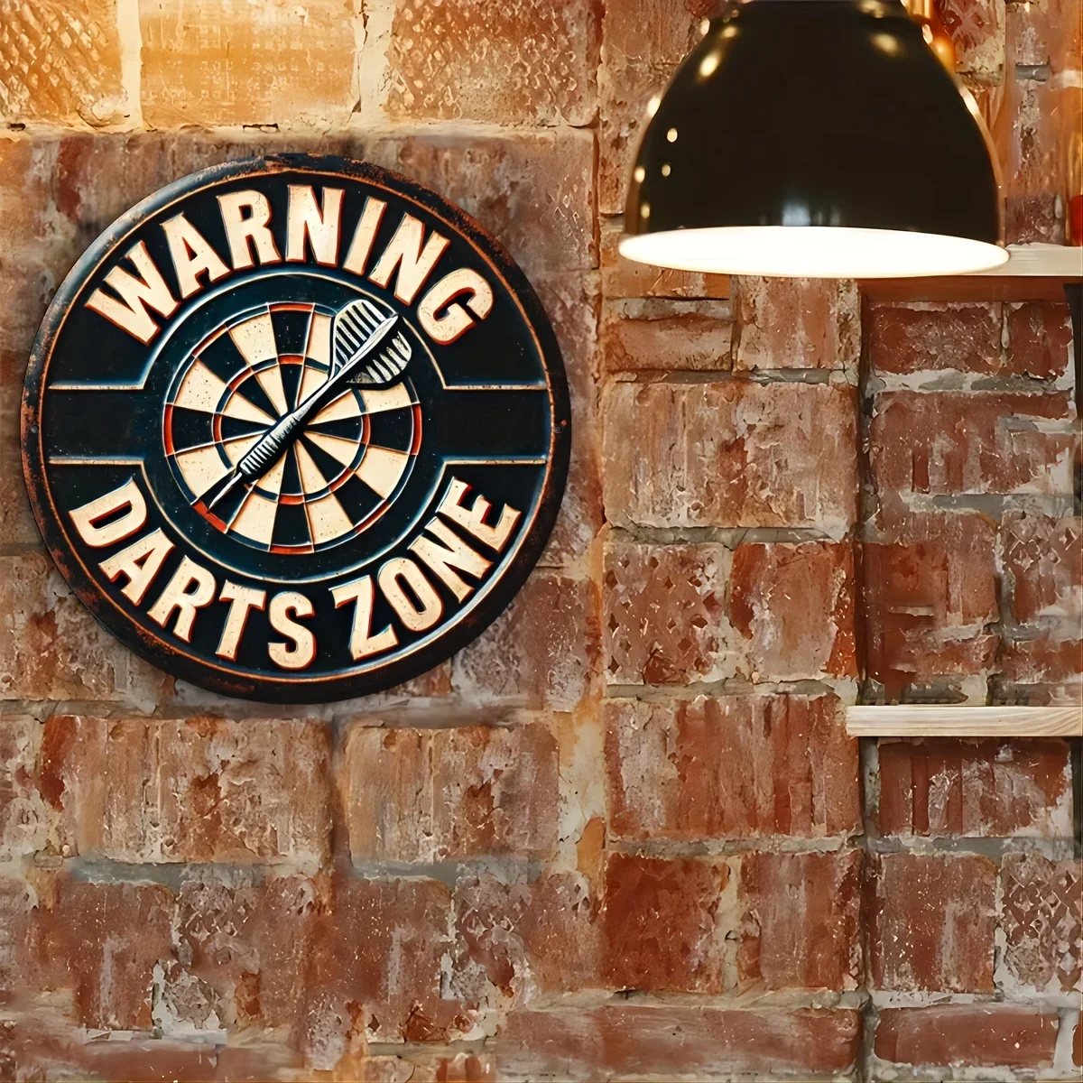 2D Flat, 1pc Vintage Darts Zone Metal Sign - 8x8 Inch Retro Dartboard & Microphone Wall Art, Durable Iron Decor for Bars, Cafes, - view 5