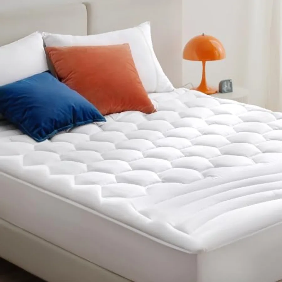 

Bedsure RV Mattress Pad - Quilted Fitted Mattress Topper Protector with 8-21 Inch Deep Pocket Noiseless Bed Cover Padded for Ca